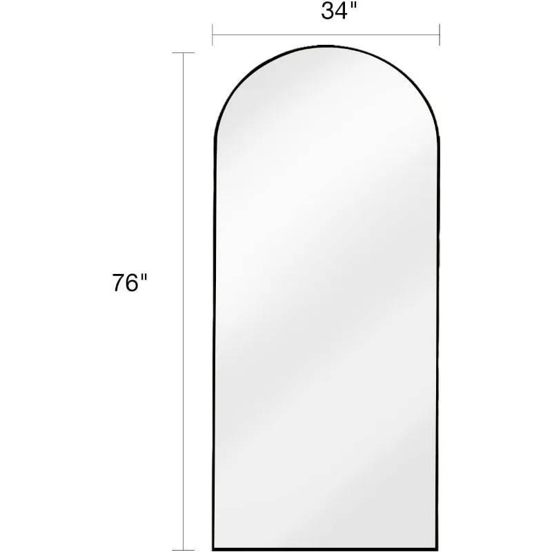 Espejo de arco de longitud completa, espejo hasta el suelo, espejo de suelo arqueado, espejo de pared de 76 "x 34", longitud completa, espejo de suelo de gran tamaño, Bedr