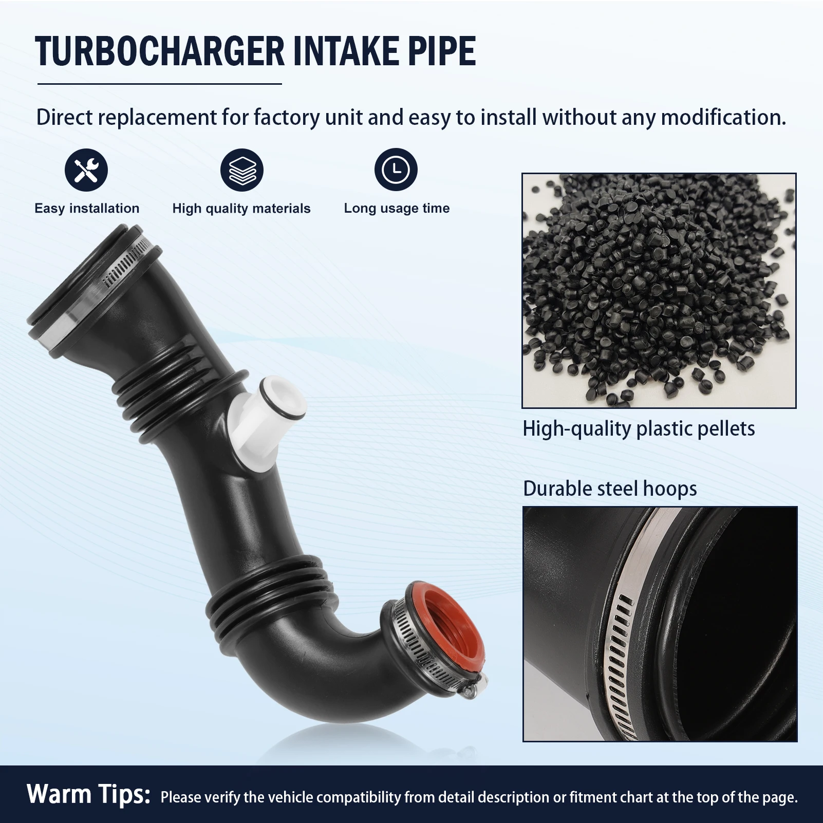 9687883680 Air Intake Hose Suitable for 1007 206 207 3008 307 308 407 Expert Partner for Berlingo C2 C3 C4 C5 Jumpy 14 1434E1