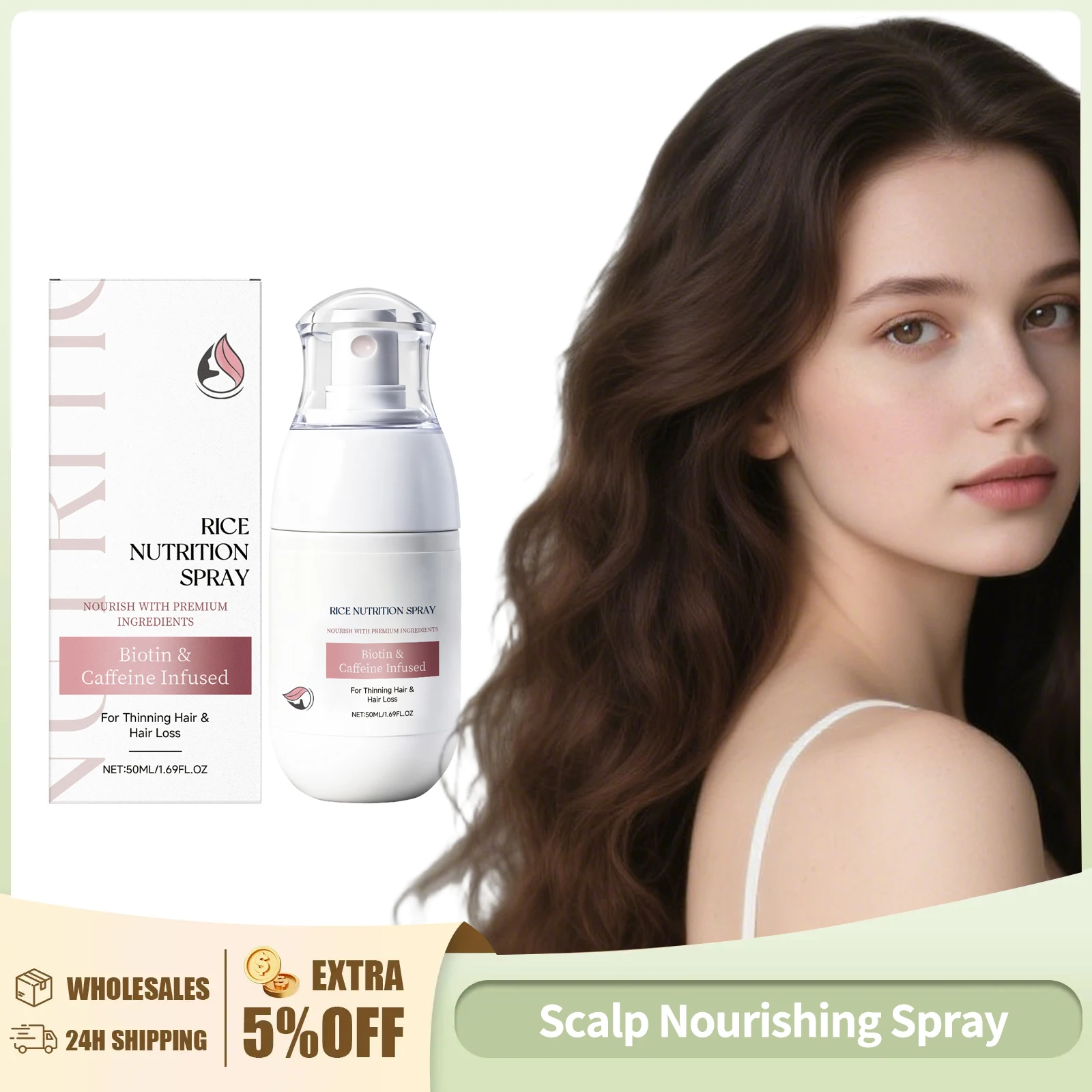 

Rice Nourishing Scalp Spray for Thinning Hair Loss Reduce Breakage Keep Natural Fluffy Strengthen Hair Root Biotin Essence Spray