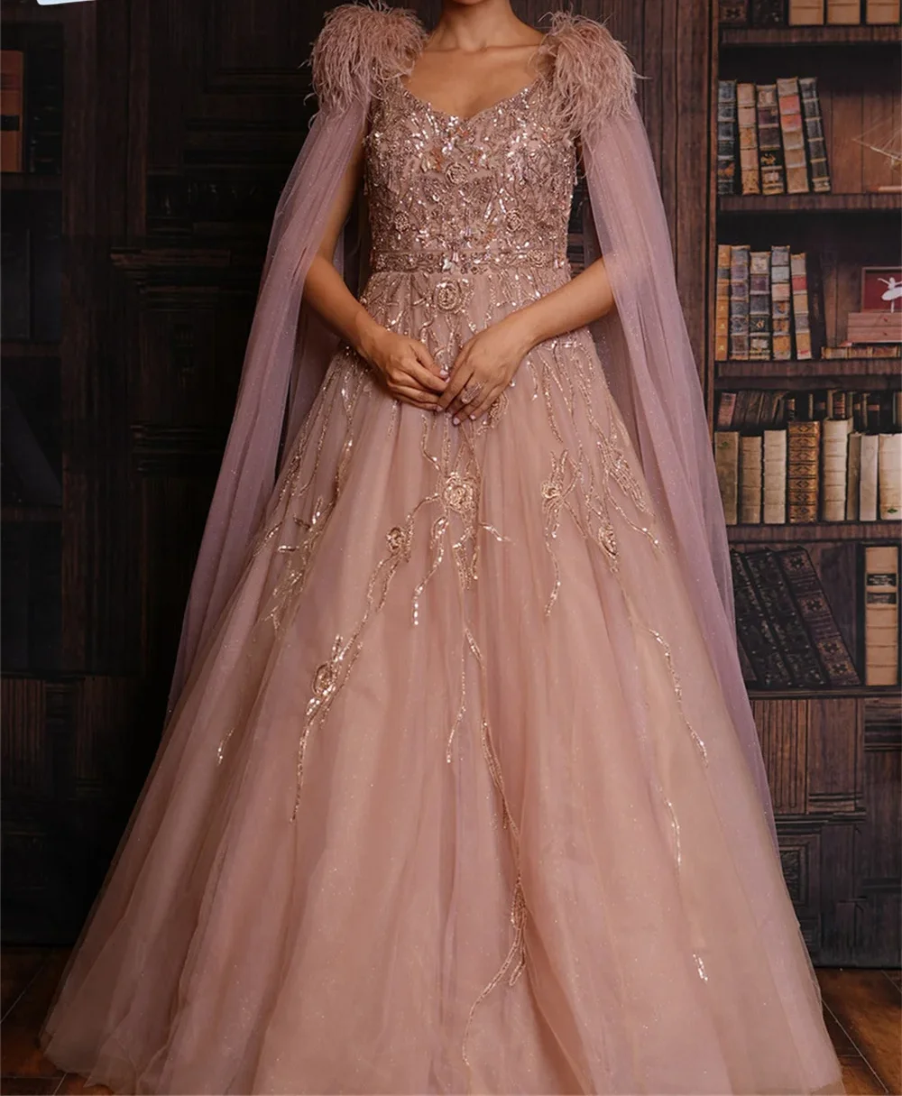 

Elegant Lace Short Sleeve Evening Gown Stylish Applique Dress Classic Tulle Floor-length Gowns Customized