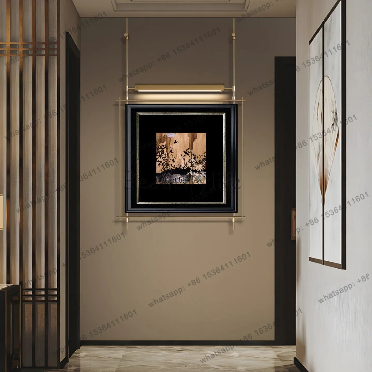 

Metal pole decorative painting high sense corridor aisle hanging painting living room background wall