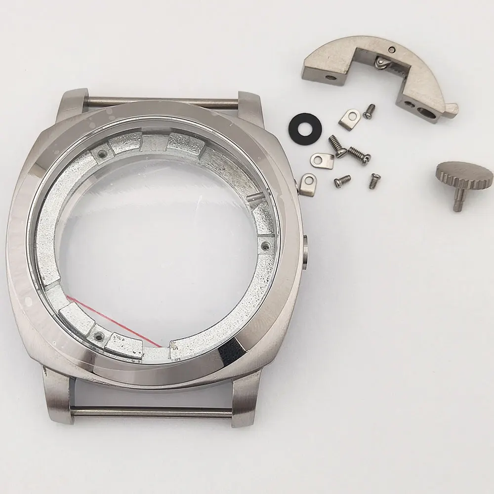 Koperta 45mm st2555 koperta ze stali nierdzewnej srebrna obudowa szkło mineralne nadaje się do akcesoriów do zegarków z mechanizmem st2555