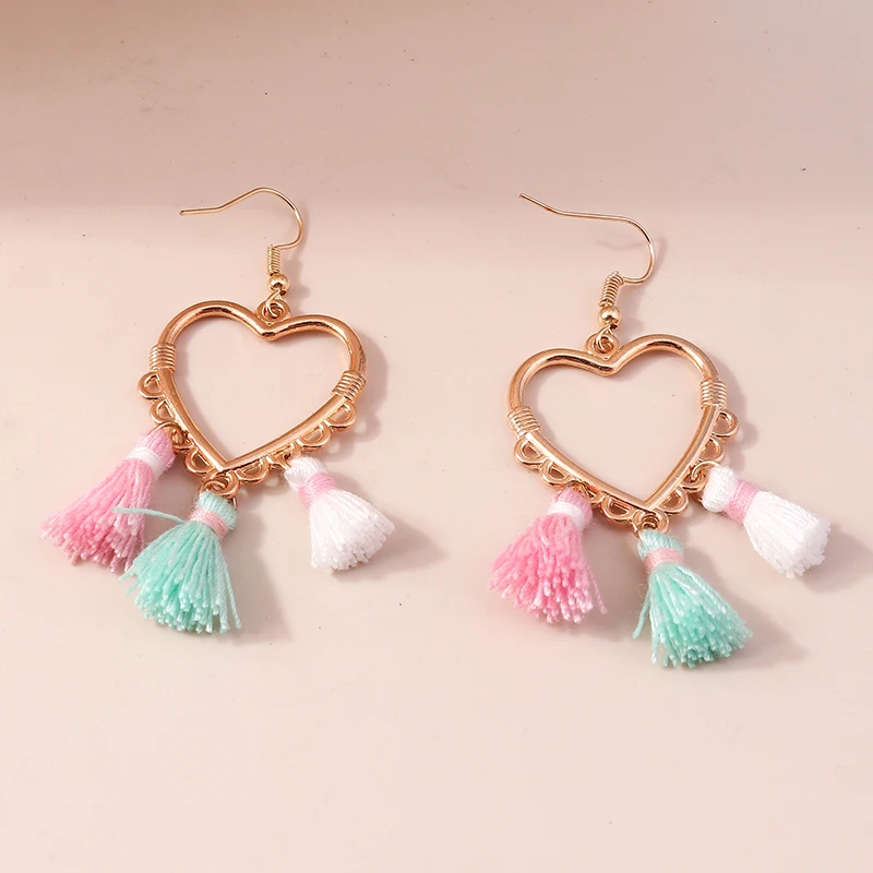 Ethnische Legierungs-Ohrringe mit Herzanhänger für Damen und Mädchen, Party- und Festival-Schmuck, Geschenke – Detail 21