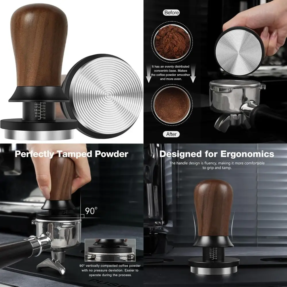

Premium 53.3mm Barista Espresso Tamper with 30lb Calibrated Double Spring Stainless Steel Base
