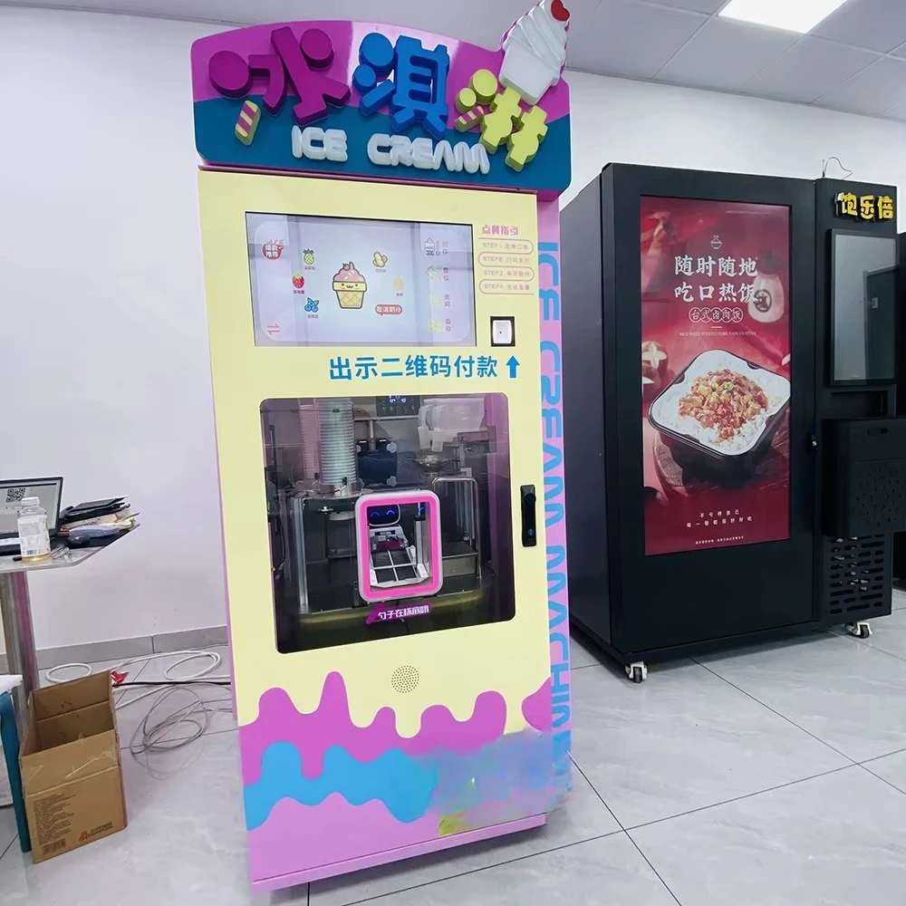 Coin Operated Ice Cream Vending Machine Built-in Coin Changer Change Return Function Amusement Park Unmanned Vending Equipment