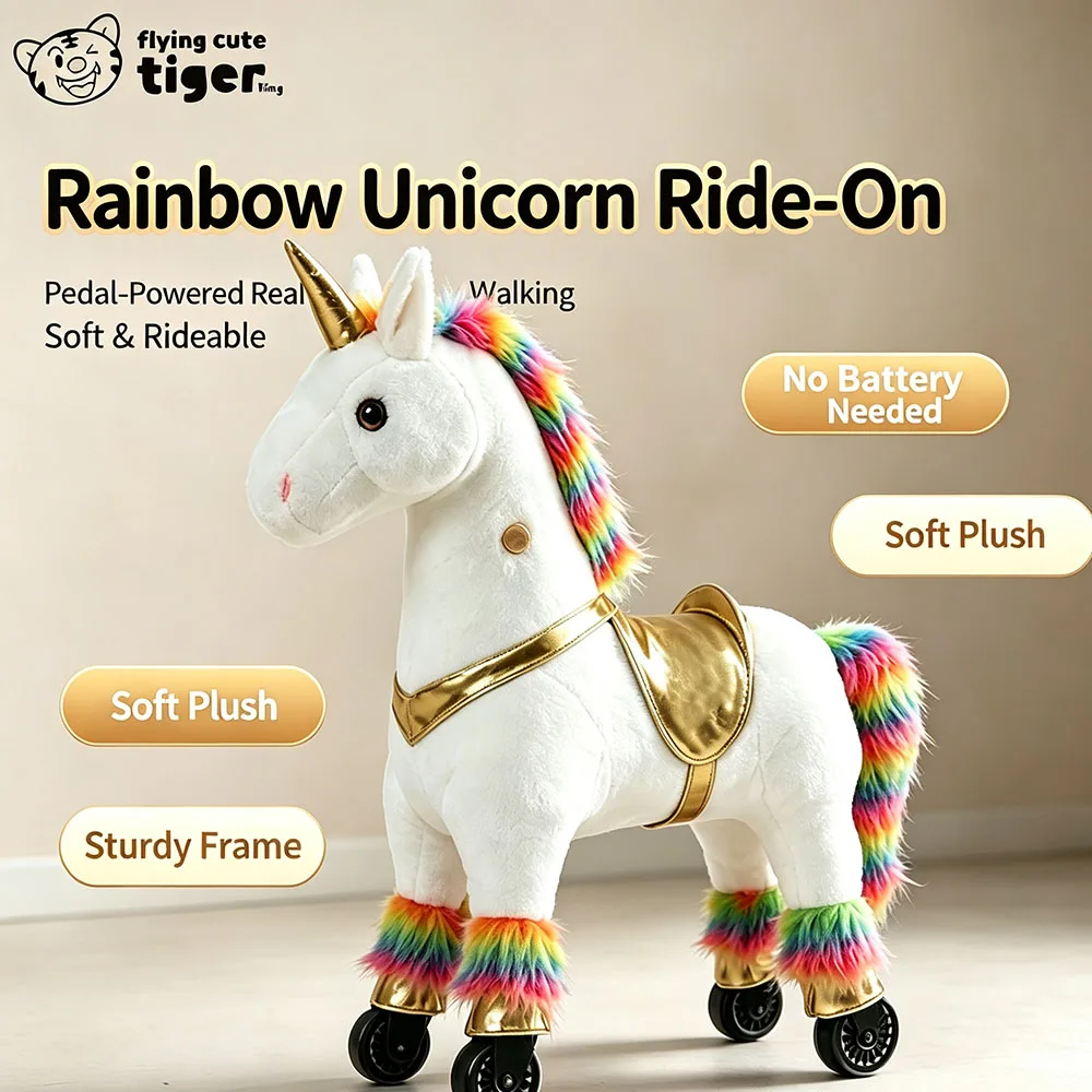 Popular Realistic Rocking Horse with Saddle, Plush Rocking Horse Toy for Riding