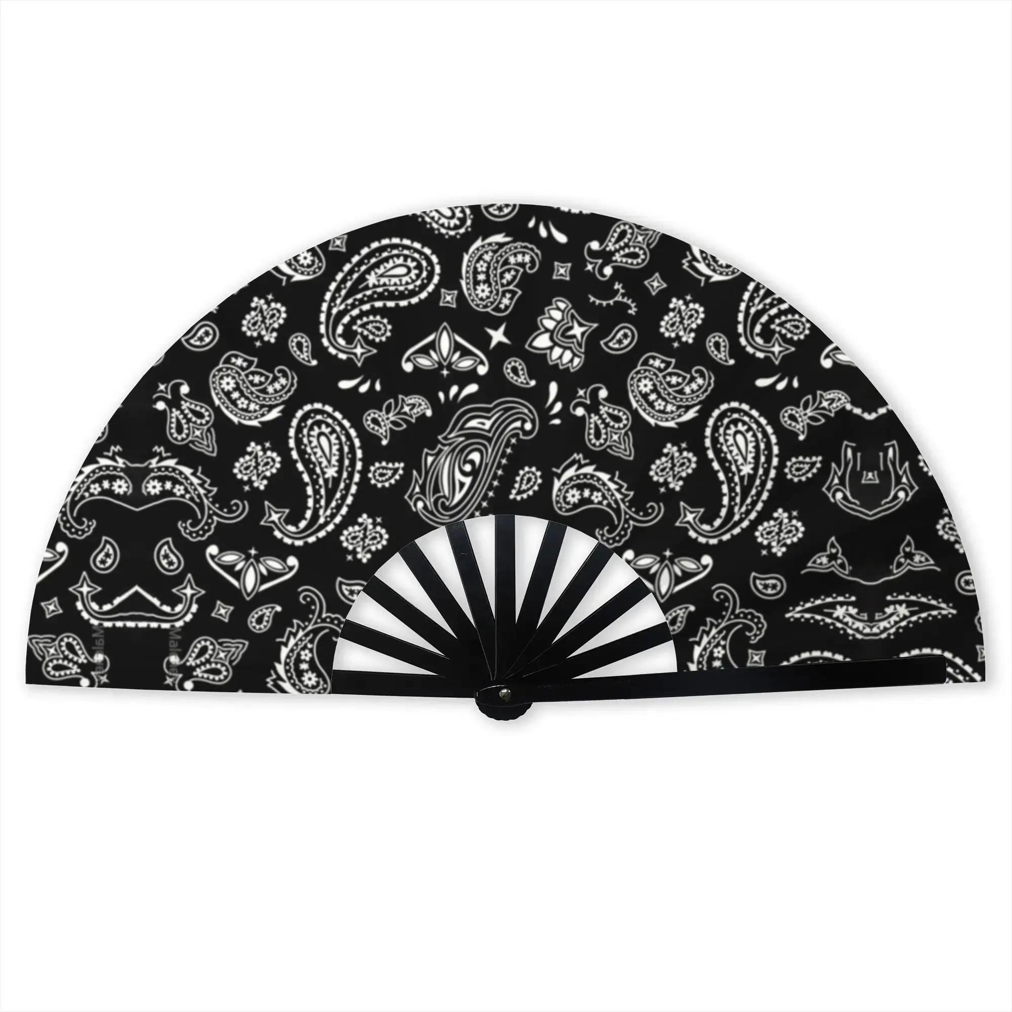 Bandana Paisley Pattern Portable Pocket Fan Camping  Folding Fan Chinese Dance Cooling Handheld Fans