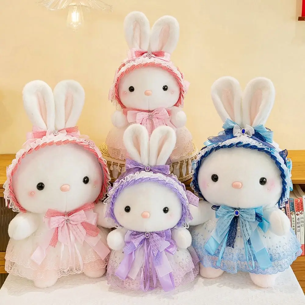 

Princess Dress Long-eared Rabbit Plush Doll Bow Ribbon Lace Headband Rabbit Plush Toy Cute Creative Cartoon Fluffty Doll