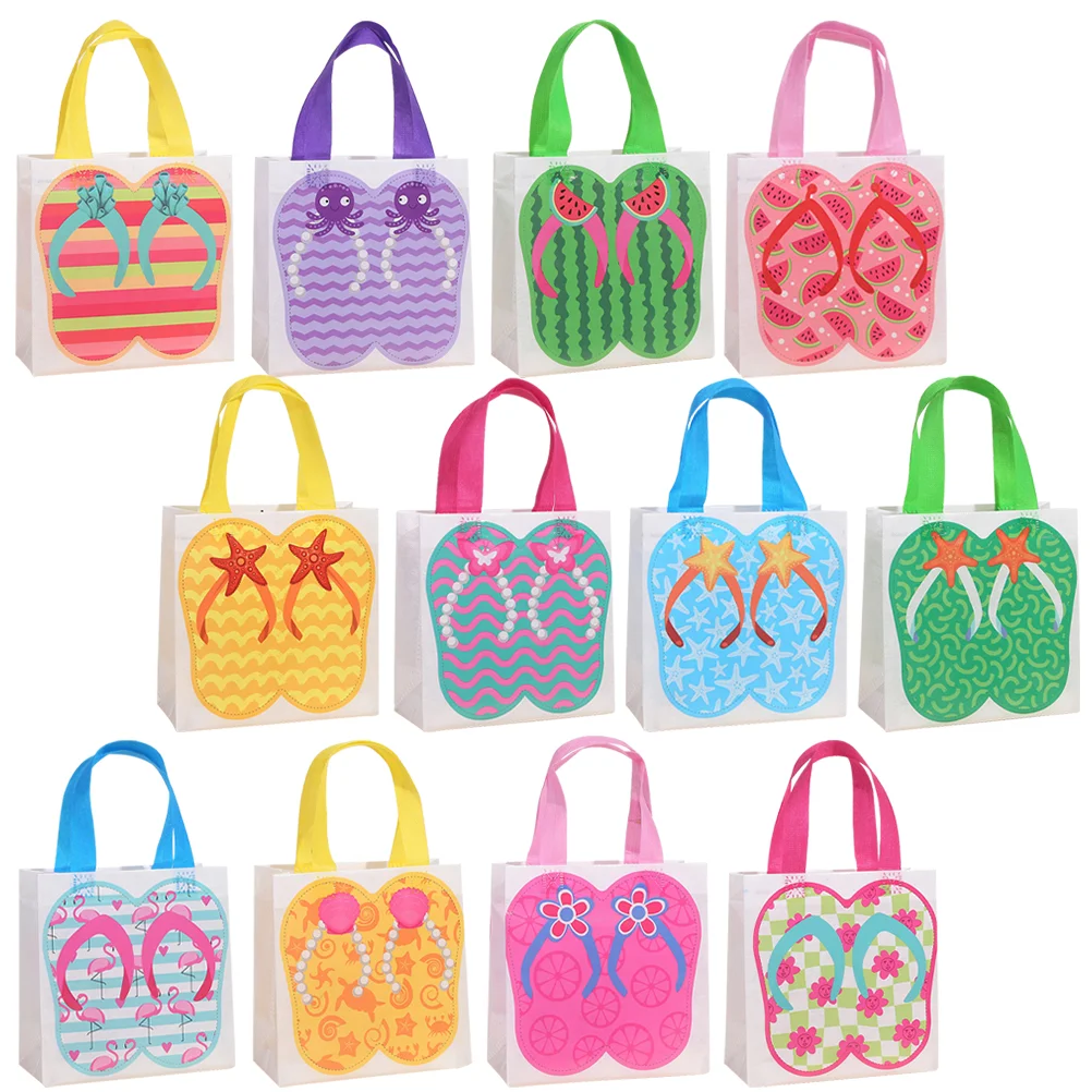 

12 Pcs Non Woven Tote Bag Luau Party Favor Bags of Holding Carrying Candy Container