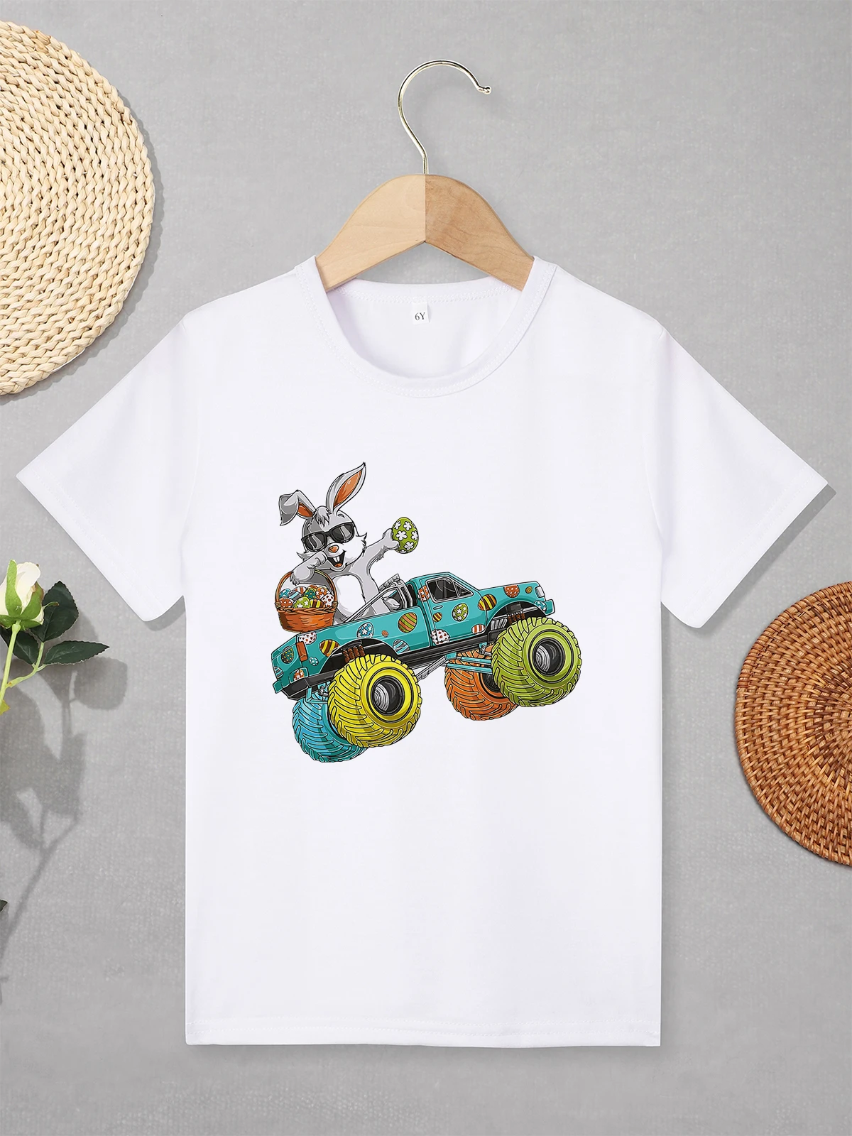 

Easter Egg Bunny Boy T-shirt 2024 New Festival Style Fashion Children Clothes Urban Casual Tees Short Sleeve Fast Delivery