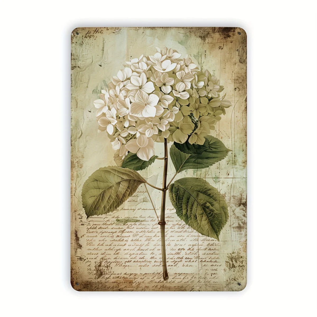 2D Flat, 2D Flat Hydrangea Vintage Metal Tin Sign, Fun Floral Art Decoration, Gym Bar Cafe Garage Iron Painting, Restaurant Home