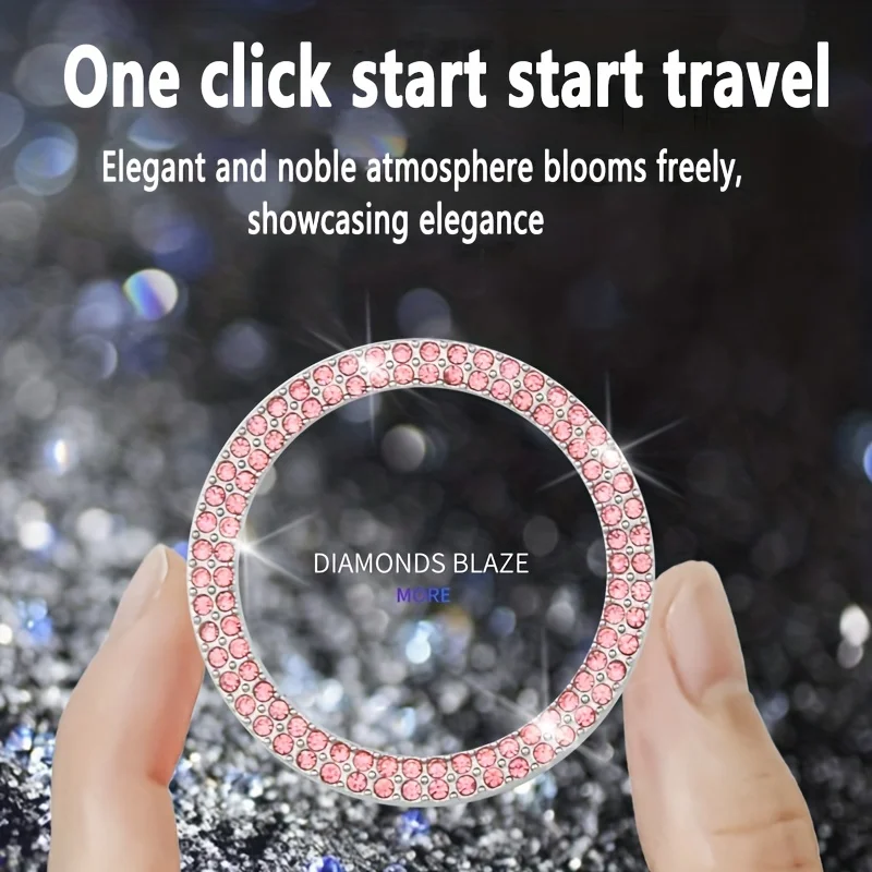 Car Start Button Decorative Sticker Car Interior Crystal Ignition Ring Sticker Supplies Universal One-Click Ignition Car Sticker