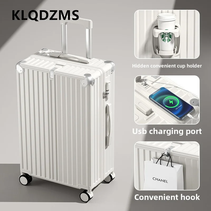 KLQDZMS Valigia di ricarica USB Scatola d'imbarco addensata multifunzionale da 20 pollici 22 "24" 26 "Trolley per PC Bagagli da viaggio a mano