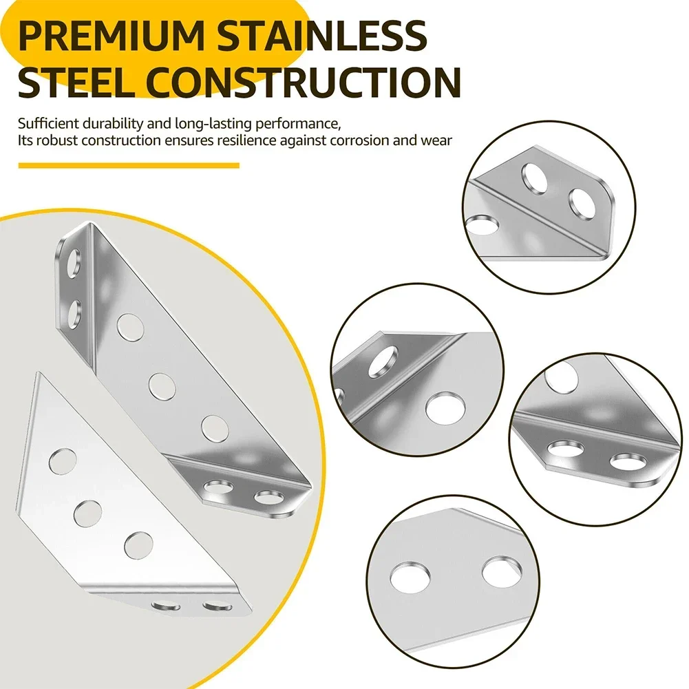 10pcs Universal Furniture Angle Corner Connector Stainless Steel Support Bracket Thickened Corner Code Right Angle Fixator