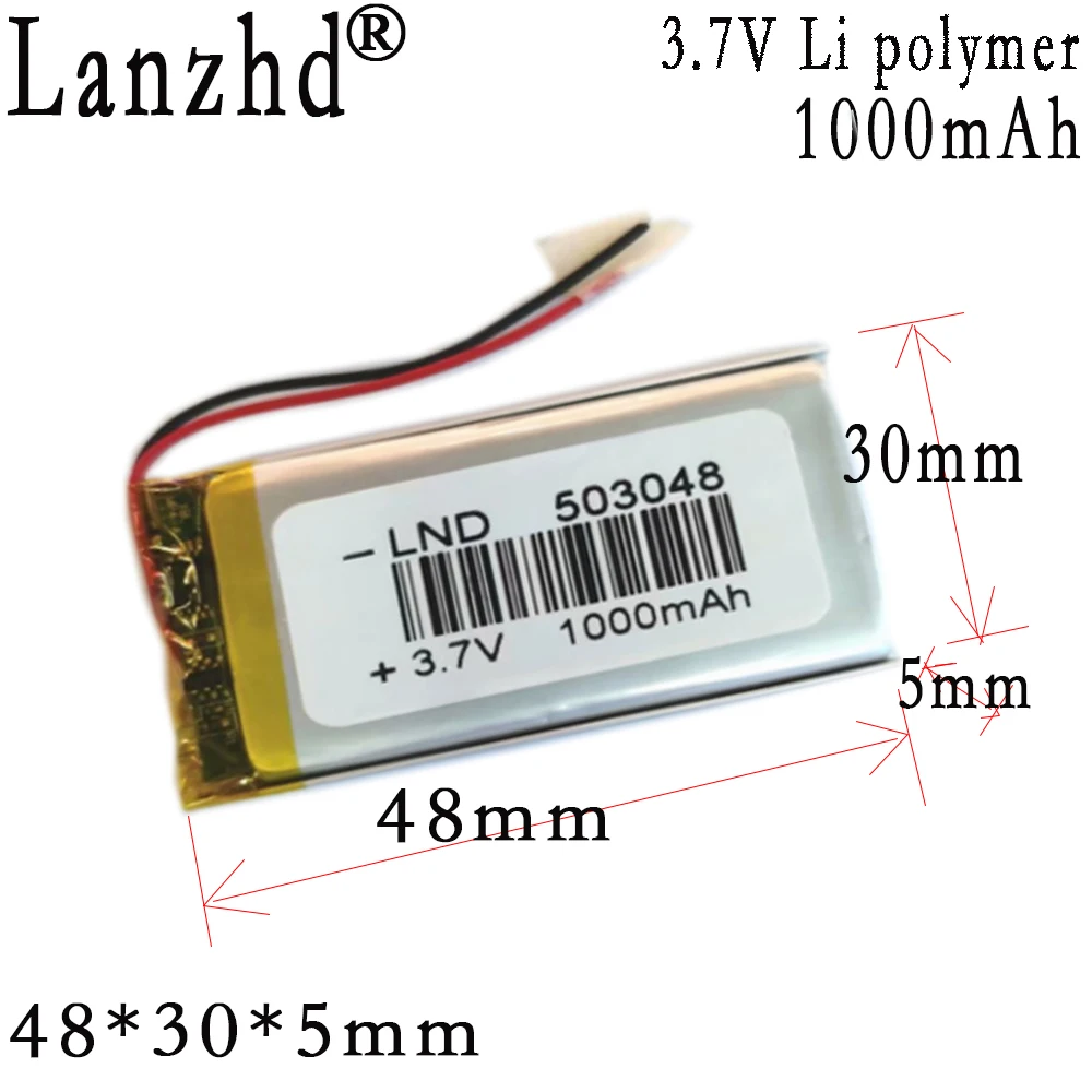 1-12pcs Li Polymer Battery 503048 3.7V 1000mah Cells For dashcam beauty tablet Bluetooth speaker Bank Tablet DVD intercom