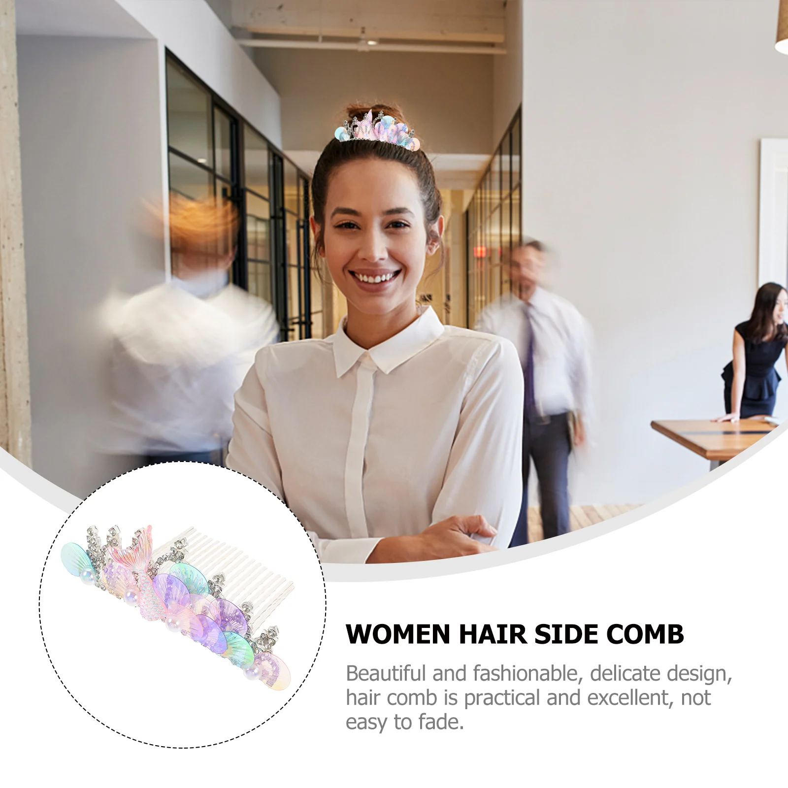 

Rhinestone Hair Accessories Women Side Comb Decorative French Clip Not Fade Match Dress Evening Charm Appearance Water