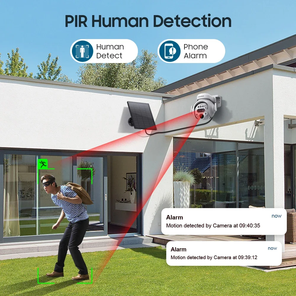 SHIWOJIA-cámaras de seguridad Solar 4K de 8MP para exteriores, videocámaras inalámbricas con visión de 360 °, monitoreo de animales, batería a Color