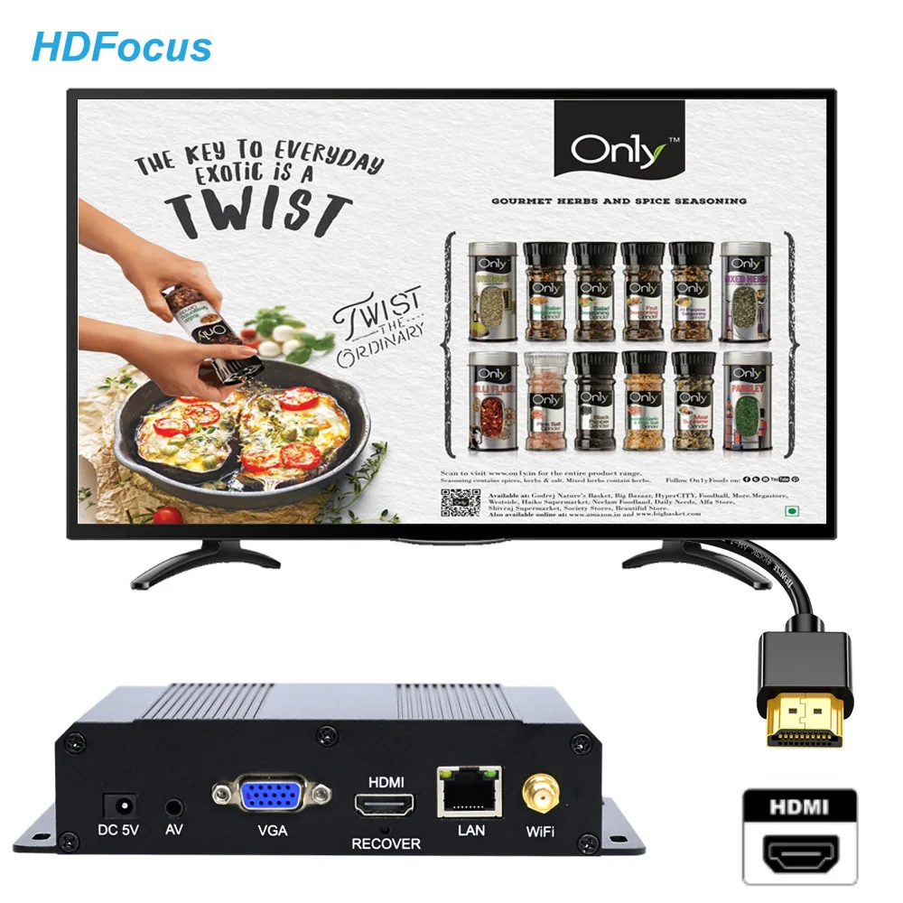 Digital Signage Advertising Media Player With Free CMS Software For Network Remote Control