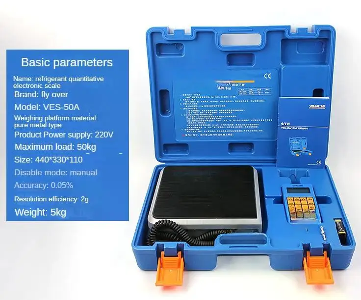 Refrigerant Recovery Electronic Scale 9V VES-50B/100B Versatile High-Precision Metal Freon Quantitative Filling Electronic Scale