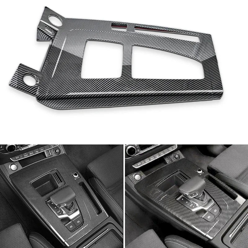 

Car Styling ABS Carbon Fiber Texture Center Control Gear Shift Panel Frame Cover Trim For Audi Q5 Q5L FY 2018 2019 2020 2021 LHD