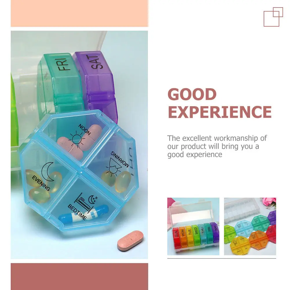 1Set Portable Medicine Box 28 Compartments Weekly Pill Organizer Lightweight Travel Dispenser for Seniors Elderly Daily Use