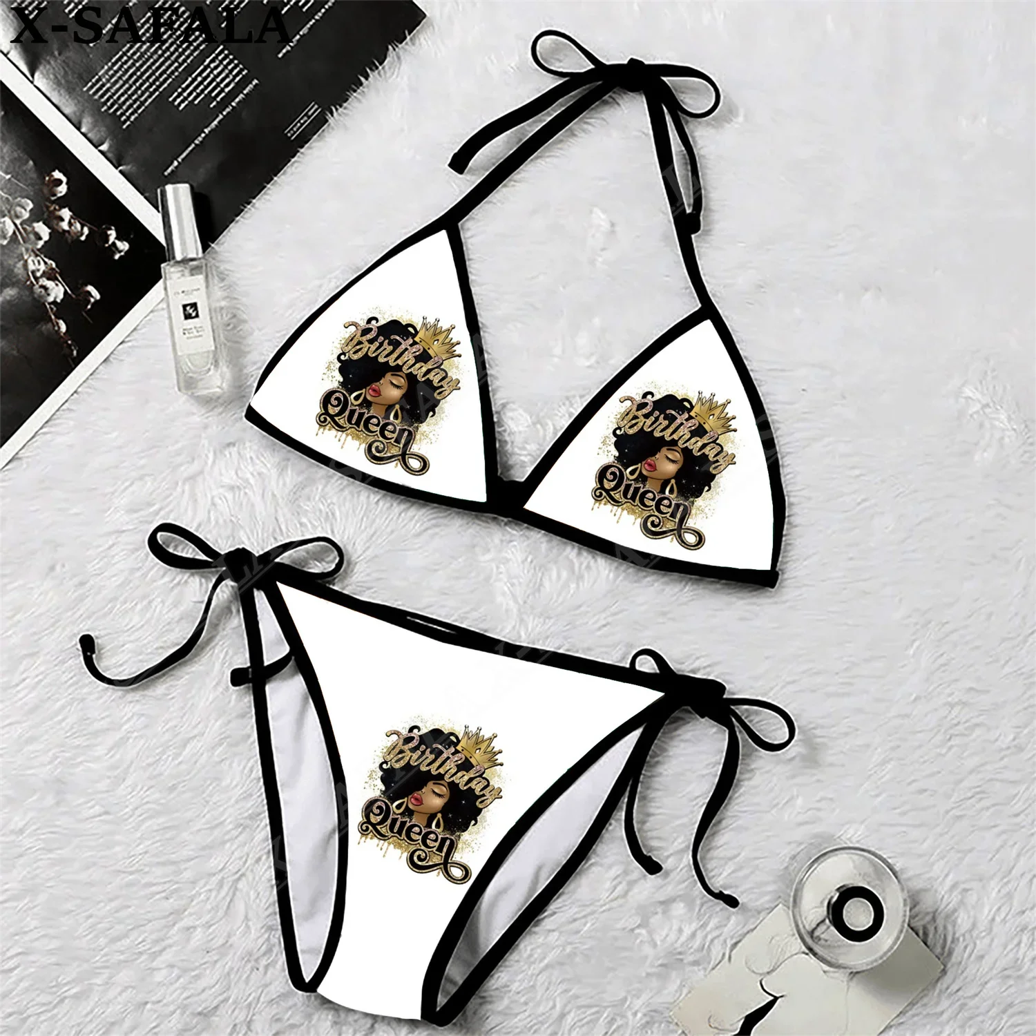 Black Men Queen Girl Culture King Sororities 3D Print Women Micro Triangle Tie Side Bikini Summer Beachwear Mankini Sexy Suit