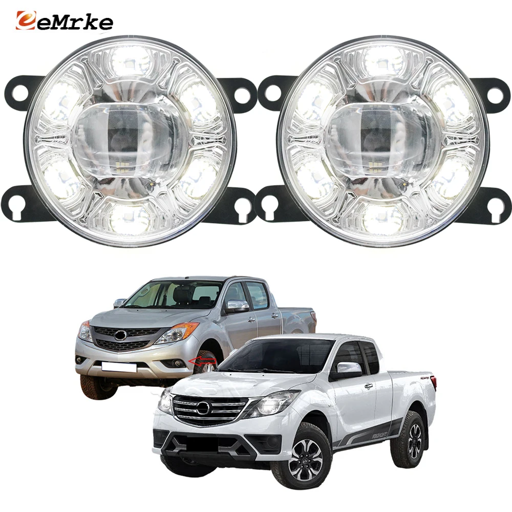 LED Fog Lights + Led DRL for Mazda BT-50 2011 2012 2013 2014 2015 2016 2017 2018 2019 Car PTF w/ Clear Lens Daytime Running Lamp