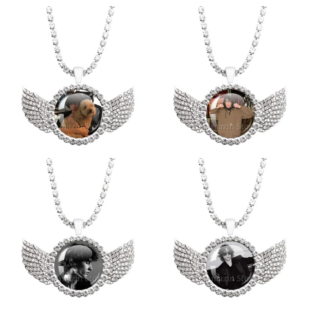 25mm Angle Wings Necklace Famous British Indie Rock Pop Singer Sombr for I Back To Friends Accessories Pendant Fans Gifts JD037