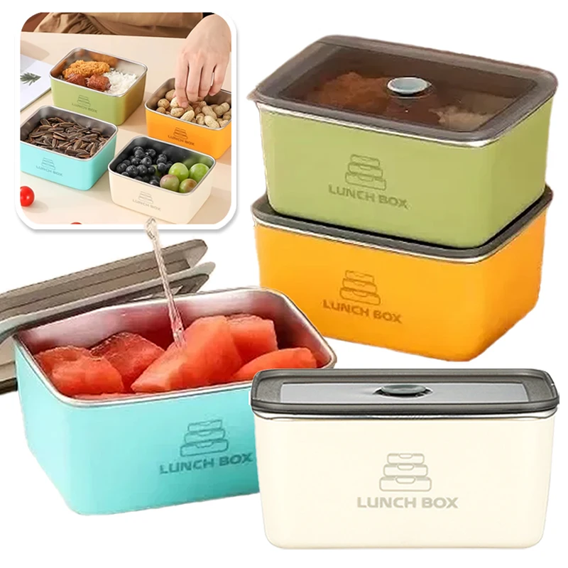 

Double Layer Lunch Box with 304 Stainless Steel Inner Liner Portable Lunch Box for Office Workers Sealed Leak-proof Bento Boxes