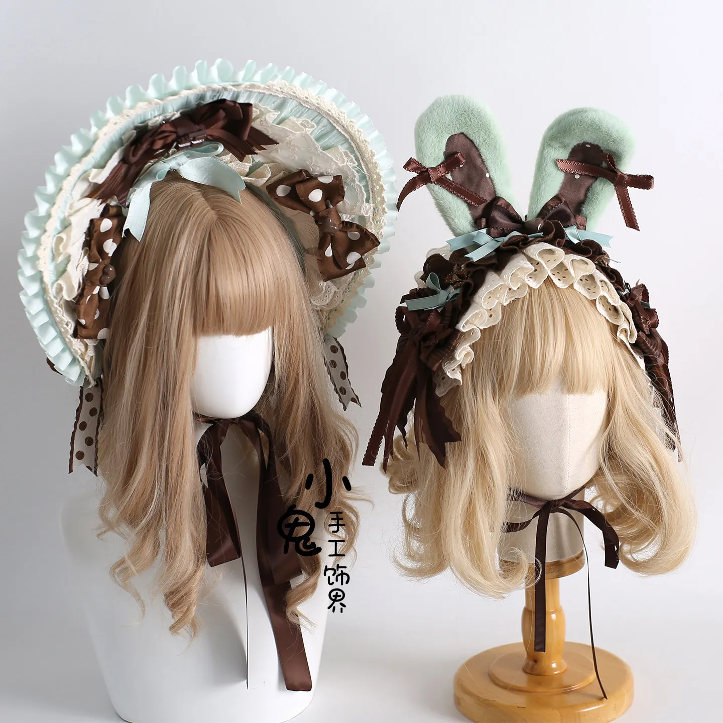 Bow Rabbit Ears Headband Original Lolita Hair Accessories Cupcake KC Chocolate Flat Hat