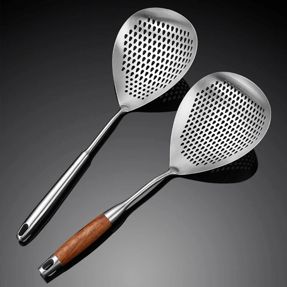 

Stainless Steel Colander Spoon Large Capacity Mesh Sichuan Pasta Strainer Household Kitchen Tool Wood Handle for Home