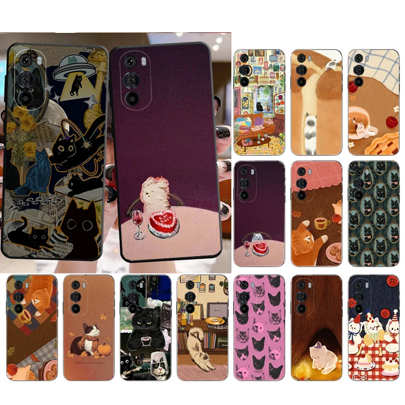 

Fun Cat Phone Case For Motorola Edge 50 40 Pro 60 50 40 30 Ultra Neo Fusion Moto G Play G Stylus G Power G
