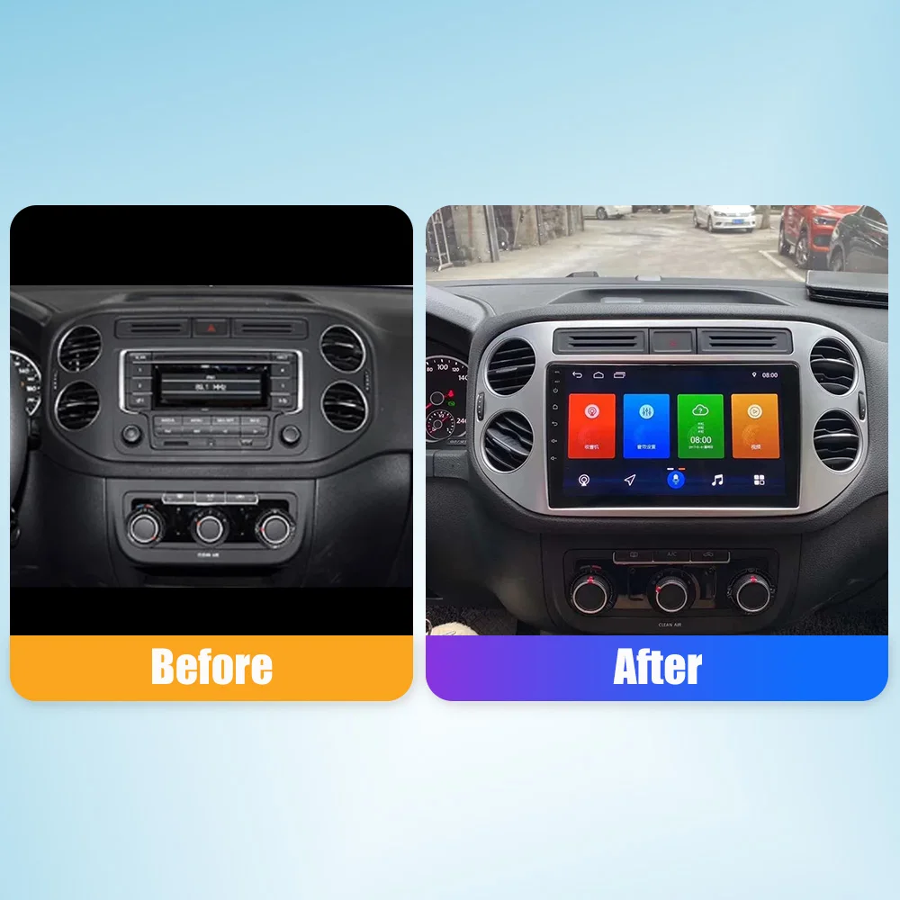 Car Radio For Tiguan 2010-2015 Octa Core Android 10.0 Car DVD GPS Navigation Player Deckless Car Stereo Headunit Radio