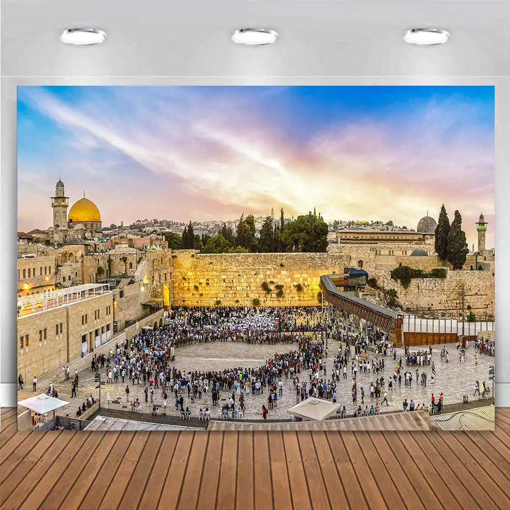 Jerusalem Israel Backdrop Tower David Old Ancient City Landmark Jewish Wailing Wall Trip Photography Background Party Decoration