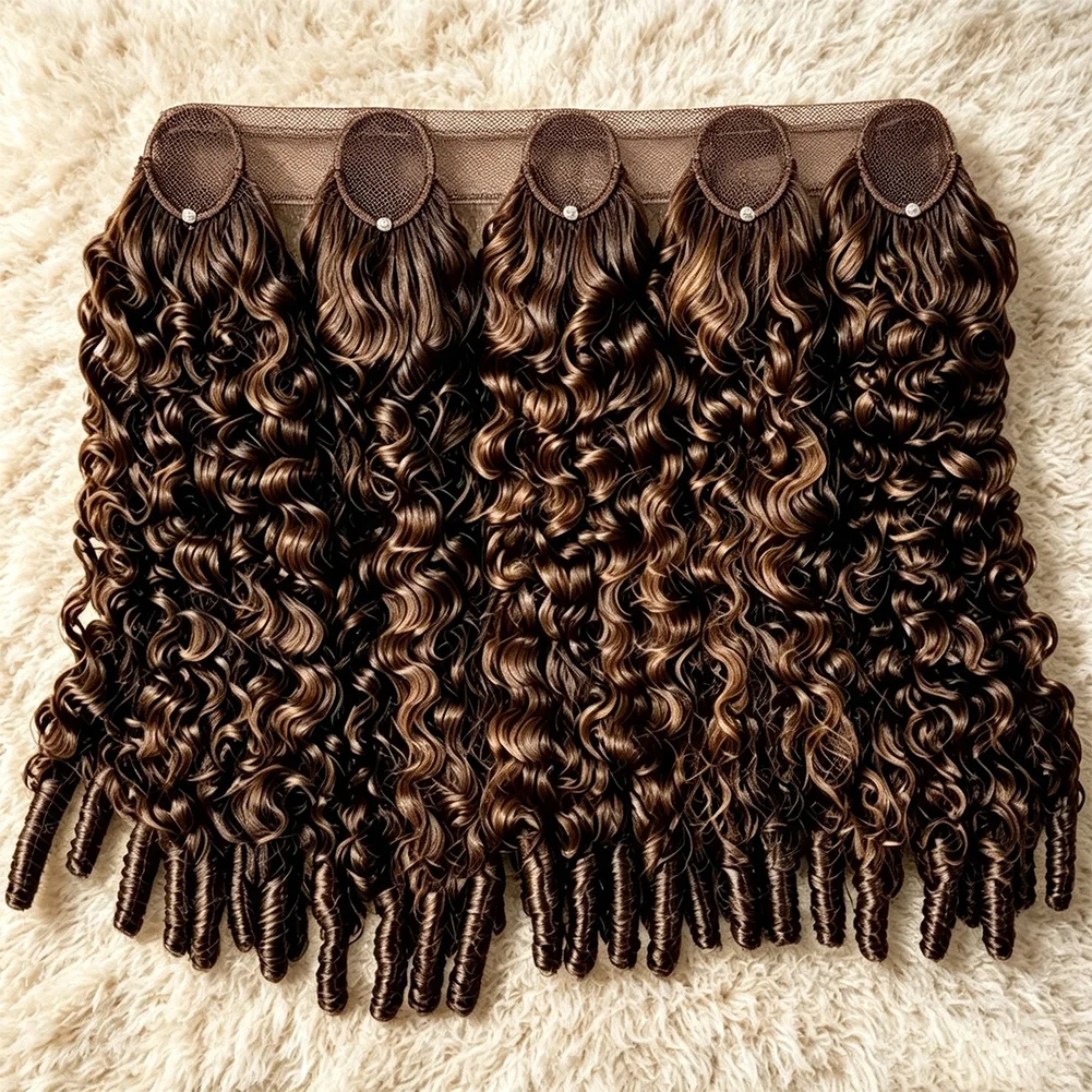 12A Burmese Curly Crochet Human Hair Feather Crochet Human Hair 50 Strands Invisble Lightweight Miracle Knots for Women 2/3 Pack