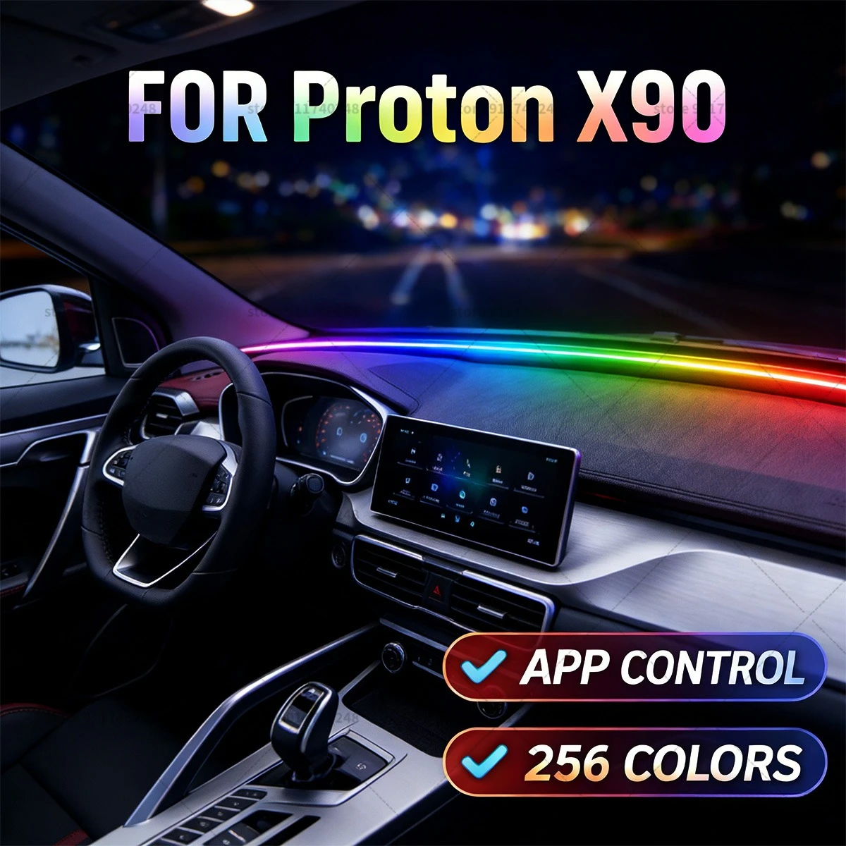 For  Proton X90 Automotive decoration light strip,colorful acrylic front windshield soundproofing strip,ambience light