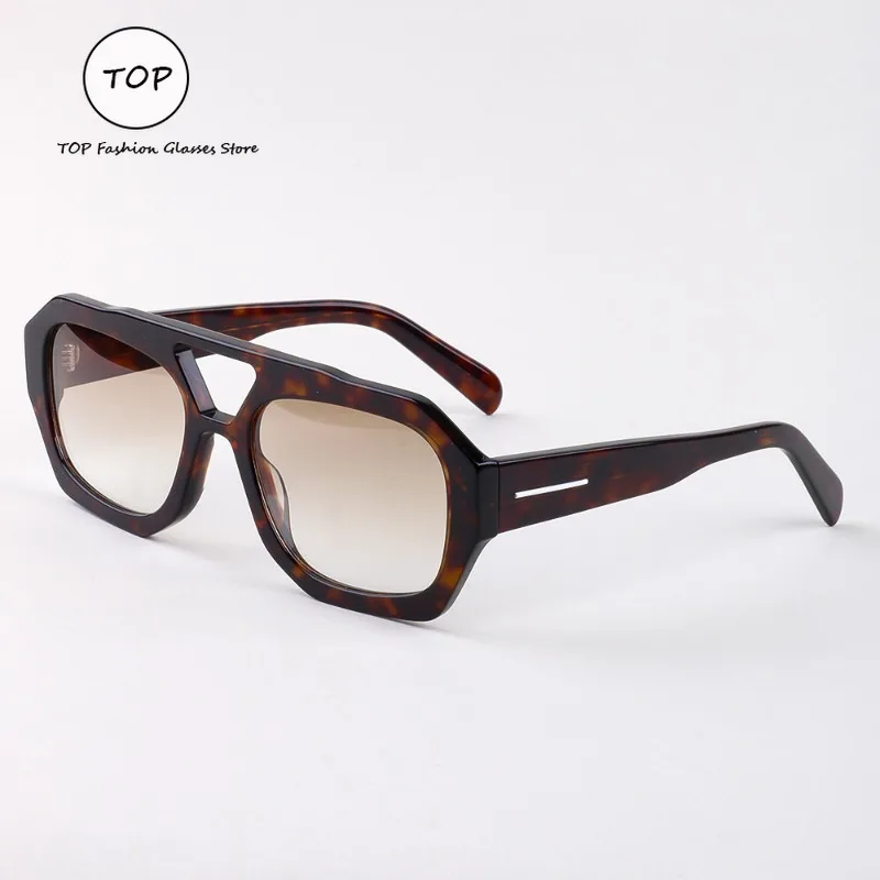 

Top Fashion Double-beam Irregular Acetate Fiber Men's Sunglasses UV400 New Style Personalized Retro Trendy Women's Glasses