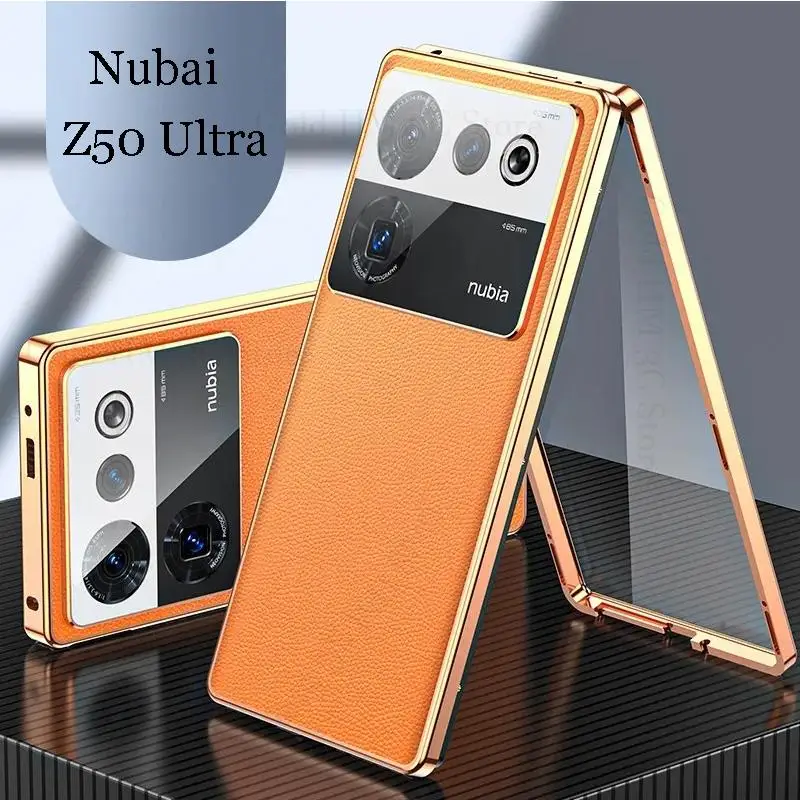 Funda For ZTE nubia Z50 Ultra 5G Tempered Glass Leather Phone Case For Nubia Z50 Ultra Double Sided Magnet Absorption Flip Cover