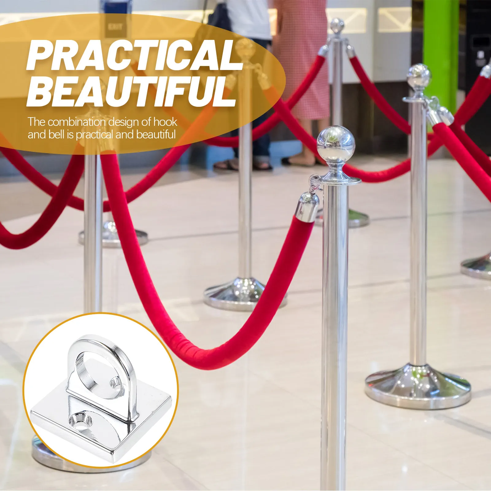 Hanging Circle Hook Solid Zinc Alloy Wall Hook for Hotel Decor Queue Line Barrier Rope Stanchion Barrier Control Safety