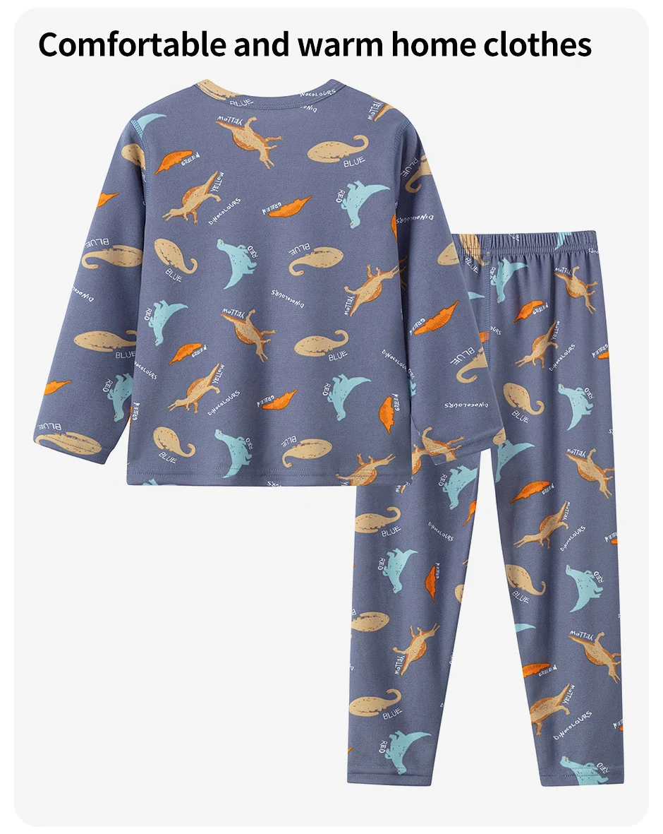 2-teiliges Kinder-Set, Jungen/Mädchen, gleicher Stil, Herbst/Winter, warm, schweißabsorbierend, bedruckt, mehrfarbig, modische Pyjamas – Detail 9