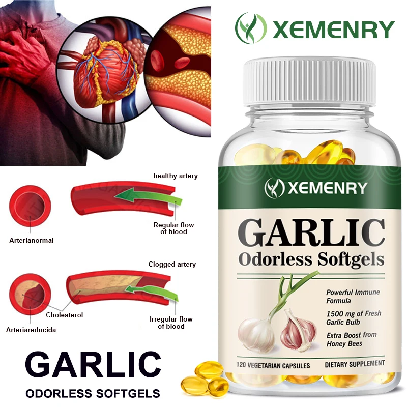 Garlic Capsules Original 1500 mg, 120 Capsules High Strength Supplement, Premium Garlic Oil Extract