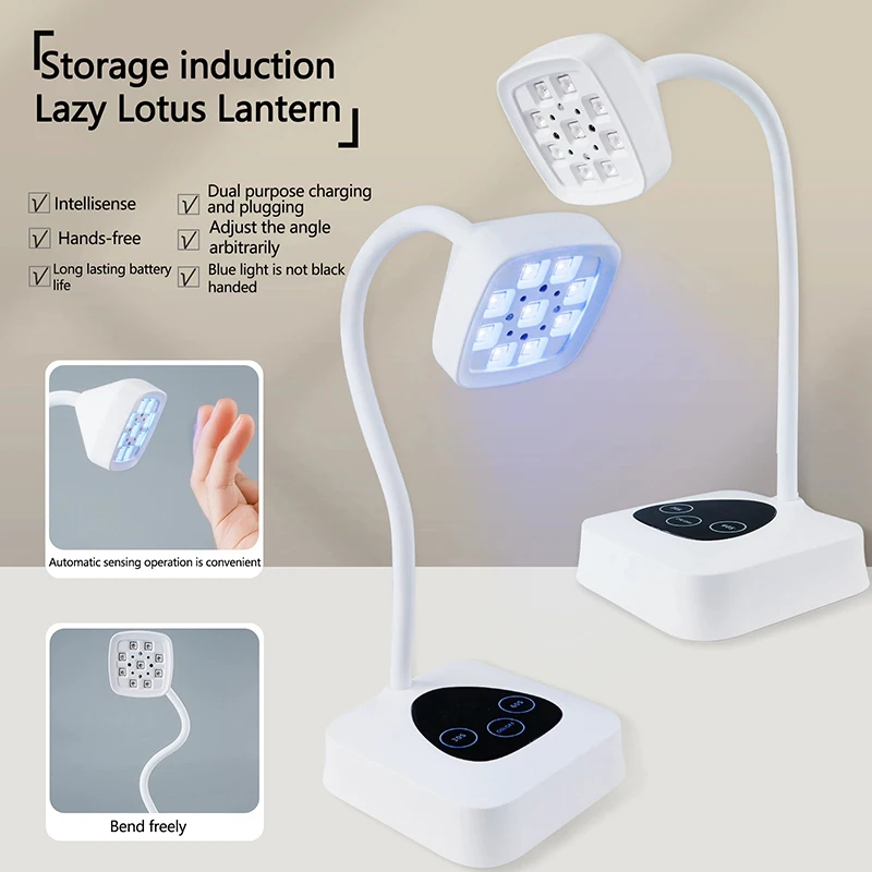 Wireless Nail Lamp LED UV Nail Dryer Rechargeable Auto Sensing Touch Control Fast Drying Nail Light 360° Bendable Table Lamp.~