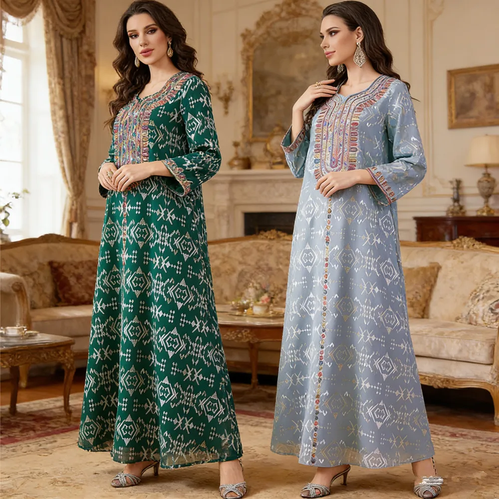 

Eid Djellaba Muslim Women Maxi Dress Embroidery Abaya Dubai Kaftan Kebaya Caftan Marocain Robe Jalabiya Femme Musulmane Vestidos