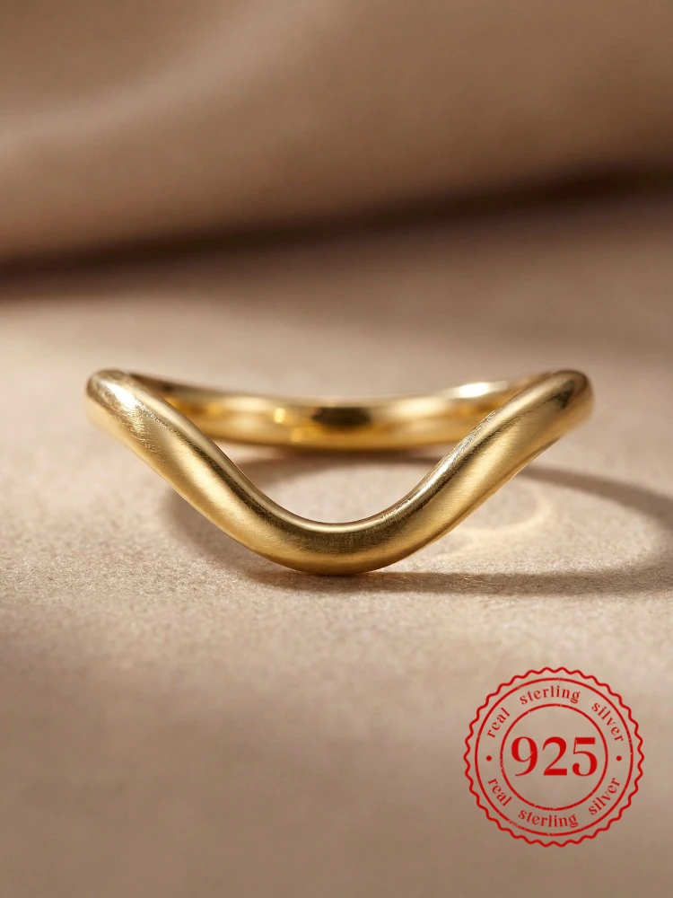 925 Sterling Silver Minimalism V Shape Fashion Ring For Women Anniversary Luxury High Quality Fine Jewelry Gifts