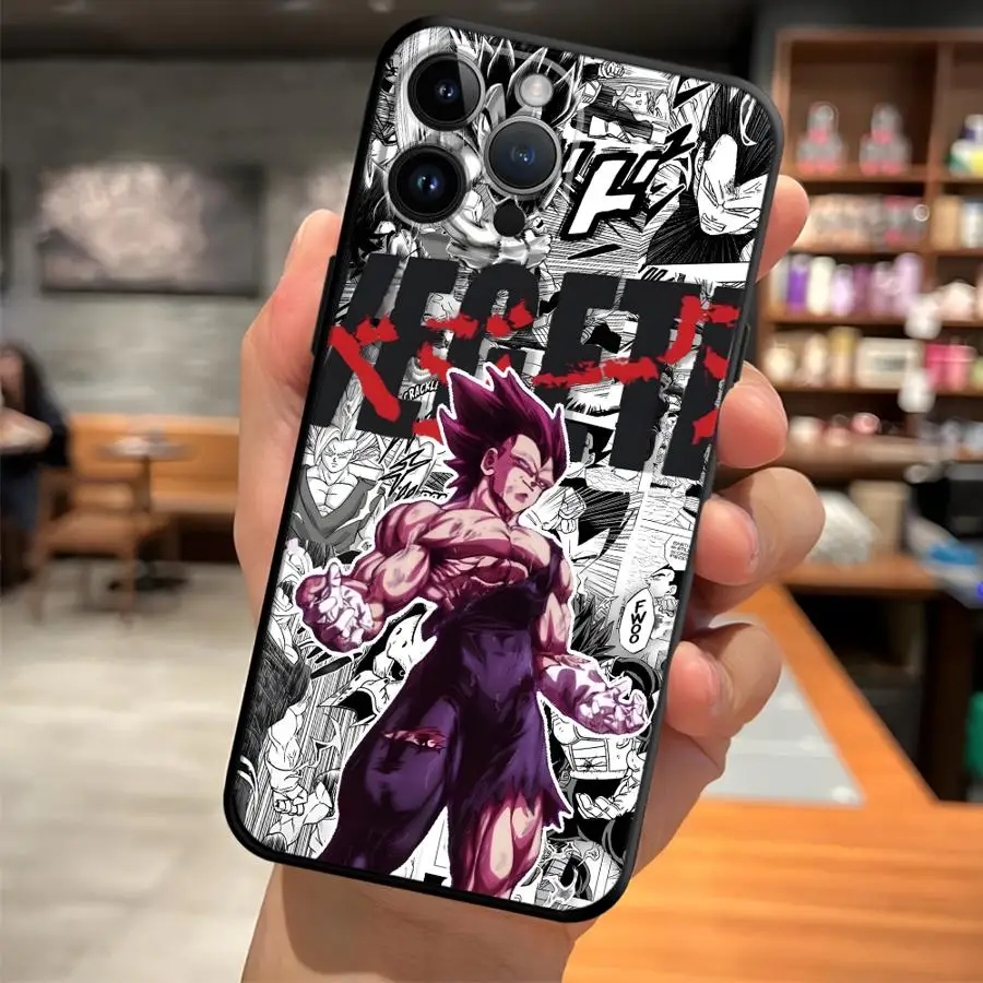 Dragon Ball Comic Vegeta Case for iPhone XR XS Max 7 8 13 12 11 17 Pro Max 15 16 14 Plus 17Air Black Soft Phone Cover view 2