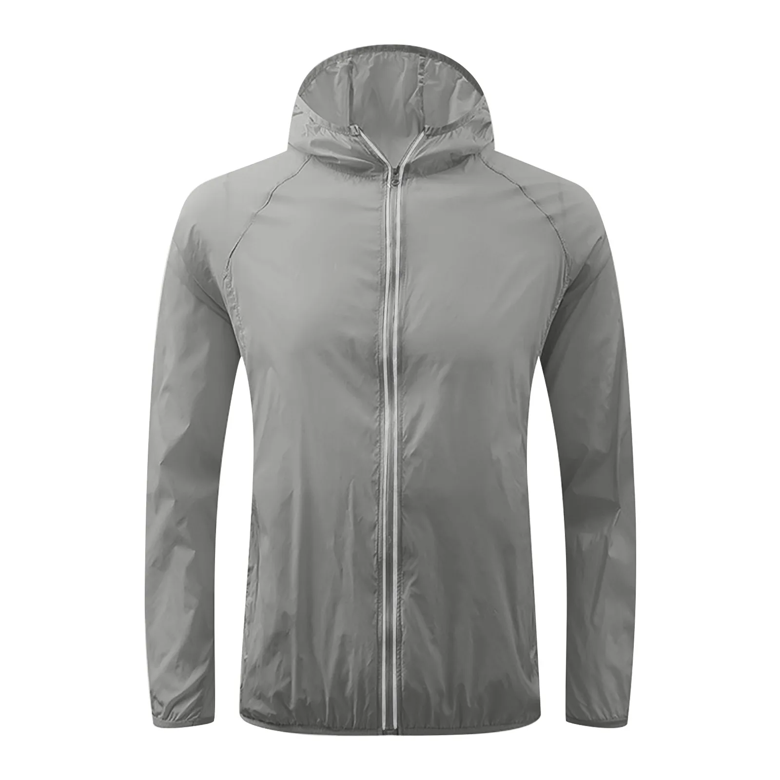 

Women Solid Rain Jacket Outdoor Hooded Windproof Loose Coat Water Proof Reflective Stripe