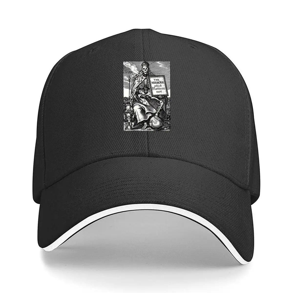 The Mirror Which Flatters Not Memento Mori Skeleton Engraving Hip Hop hat Fashion Outdoor Sports Sandwich Baseball Cap