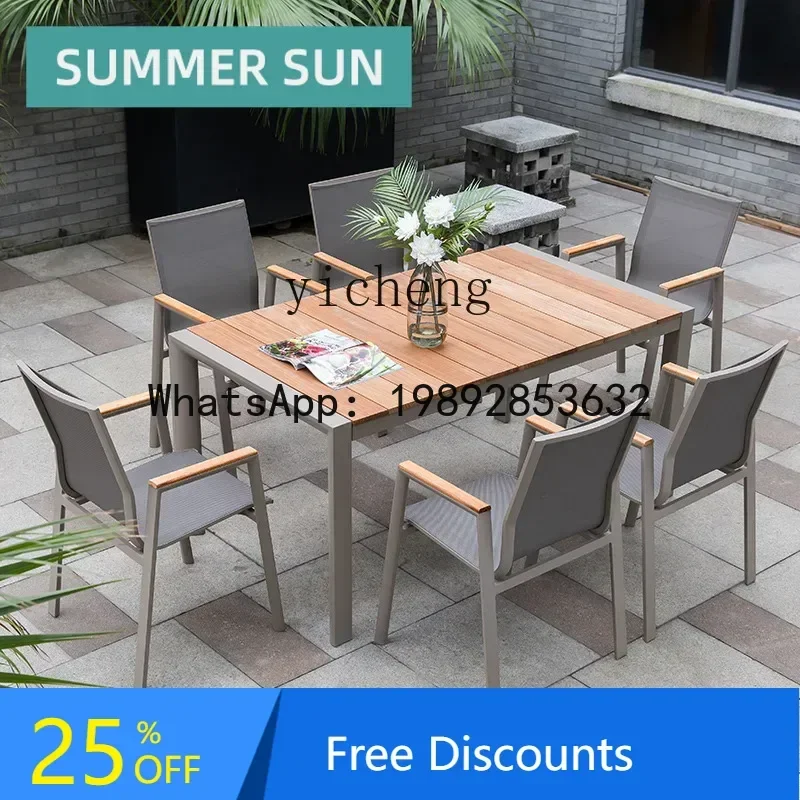 

LYY Outdoor Outdoor Leisure Teak Table and Chair Combination Set Outdoor Courtyard Sun Room Terrace