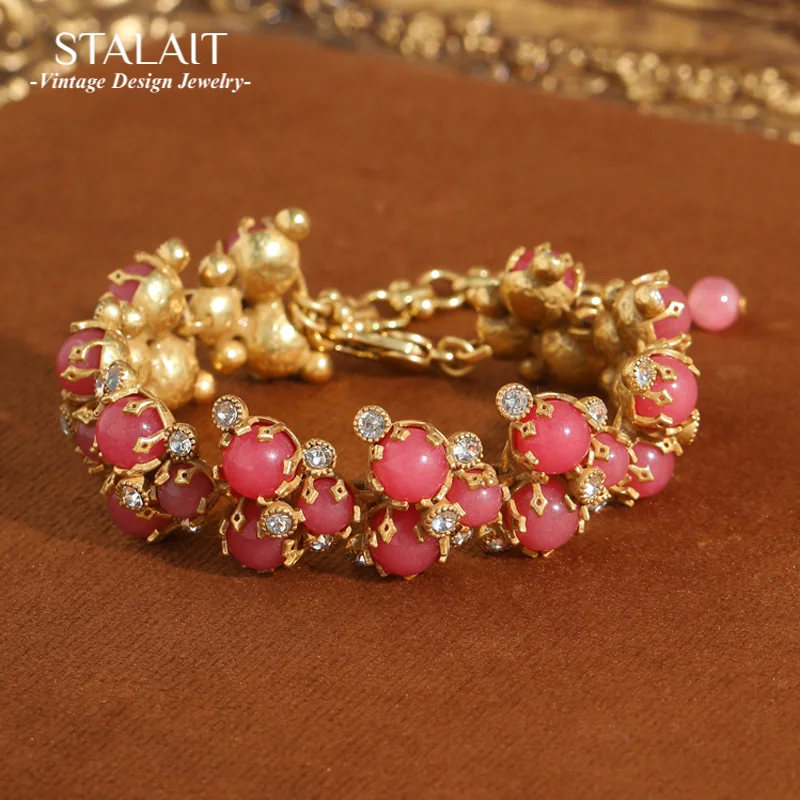 

Vintage Pink Bead Butterfly Bracelet For Charms Natural Stone Summer Jewelry Woman Accesories Girlfriend Gift 2025 New In