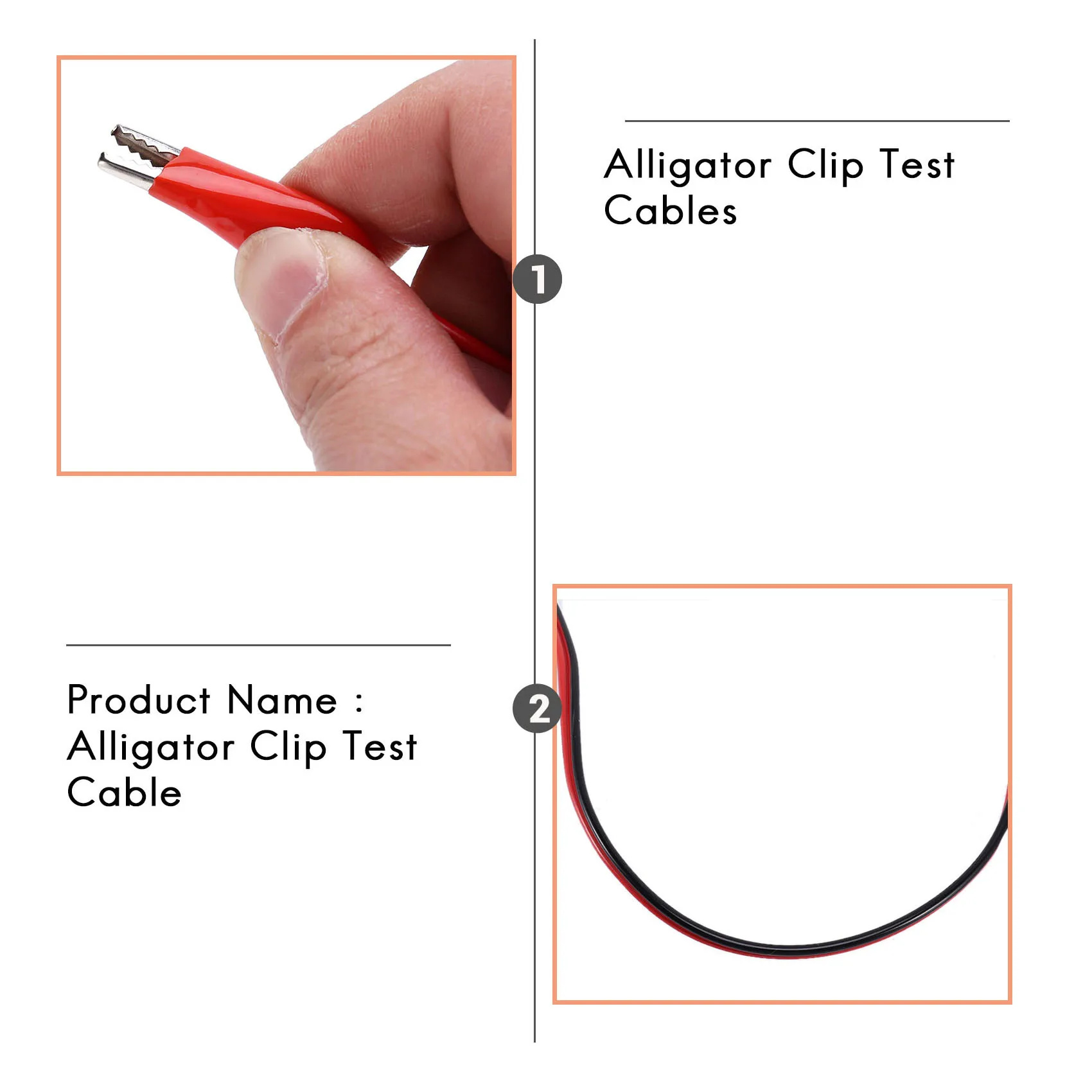 

[НОВИНКА A09R!] 2 шт. красно-черных банановых разъемов с зажимами типа «крокодил», тестовый кабель-щуп, 1 м.